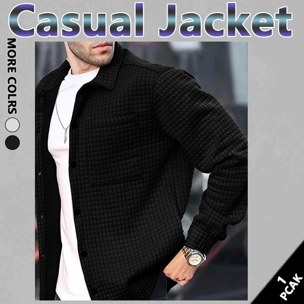 Men's autumn and winter lapel casual fashion long-sleeved shirt jacket, versatile daily men's long-sleeved jacket, classic men's clothing, tops
