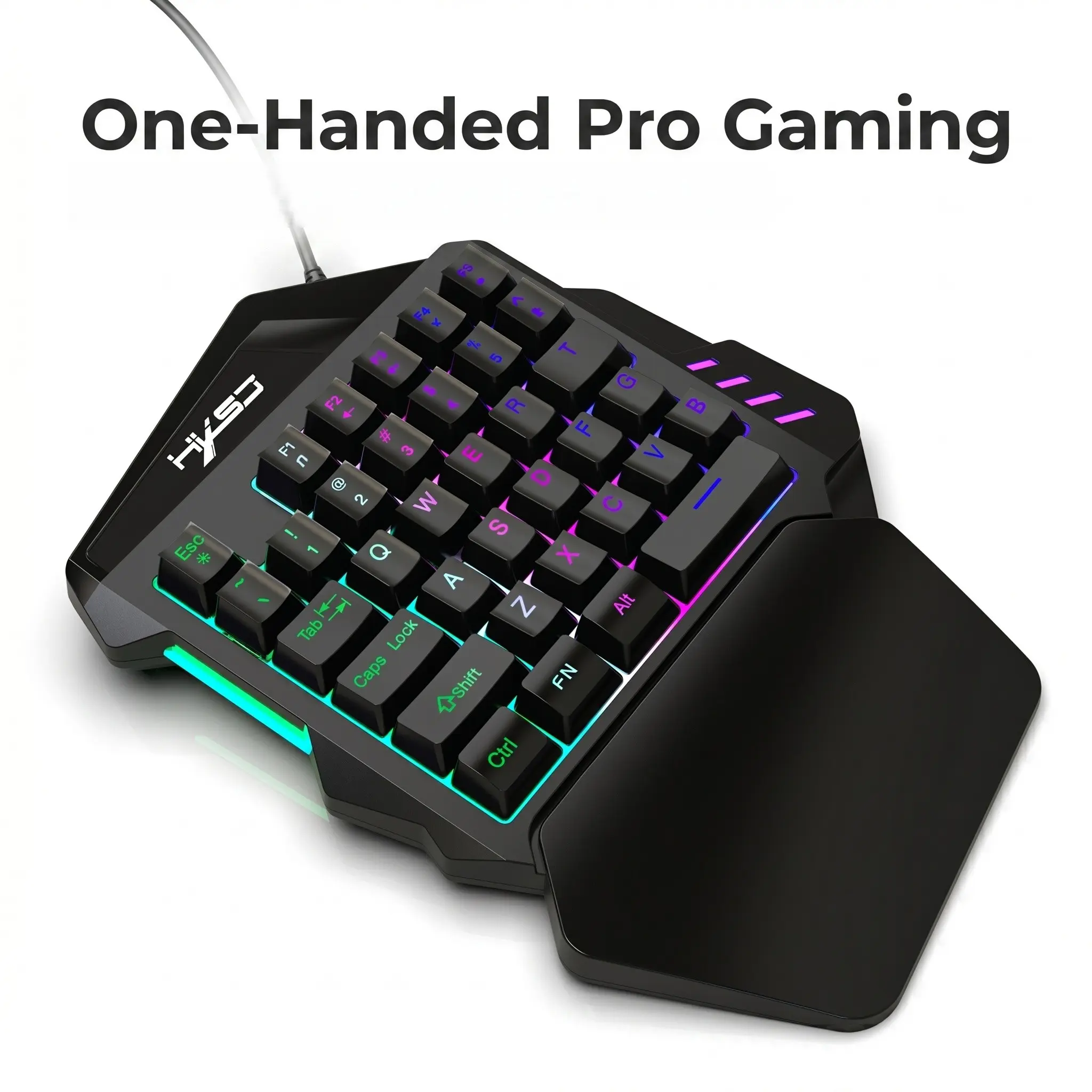 35 Keys One-Handed Wired USB Gaming Keyboard, RGB Backlit, Dual Injection Keycaps, PC Gaming Esports, Film Gaming Keyboard