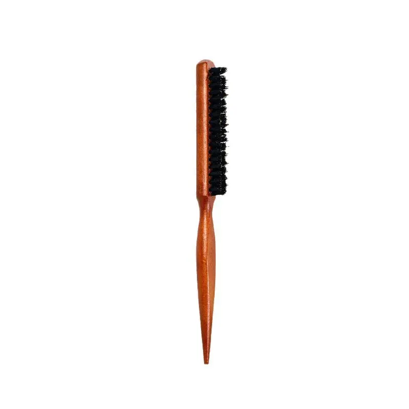 Pig Bristle Three-Row Hair Comb, Volumizing Curl Brush, Smooth Shiny Hair, Professional Styling Tool for Hairstylists and Evening Makeup, Curling Brush Volumizer