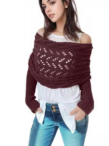 Women's Fashion New Shawl, Winter Knitted Sleeveless Top Scarf, Thick Warm Multi-Functional Shawl, Boho Style Shawl, Scarf Wrap, Poncho Stylish and Cozy Accessories
