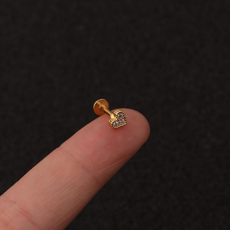 24Pcs 16G Gold CZ Internally Threaded Labret Set, 316L Stainless Steel Cartilage Stud Pack, Hypoallergenic Internally Threaded Nose Studs for Women Men