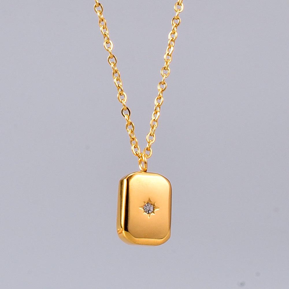 Oblong brand North Star light inlaid zircon pendant necklace square brand star mount collarbone chain female
