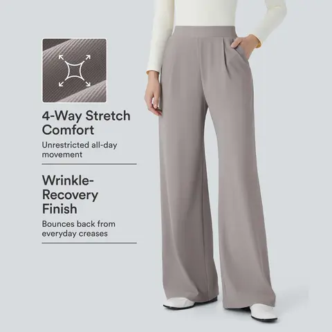 Halara Flex™ High Waisted Body Sculpt Waist-Slimming Pocket Wide Leg Micro Waffle Work Pants