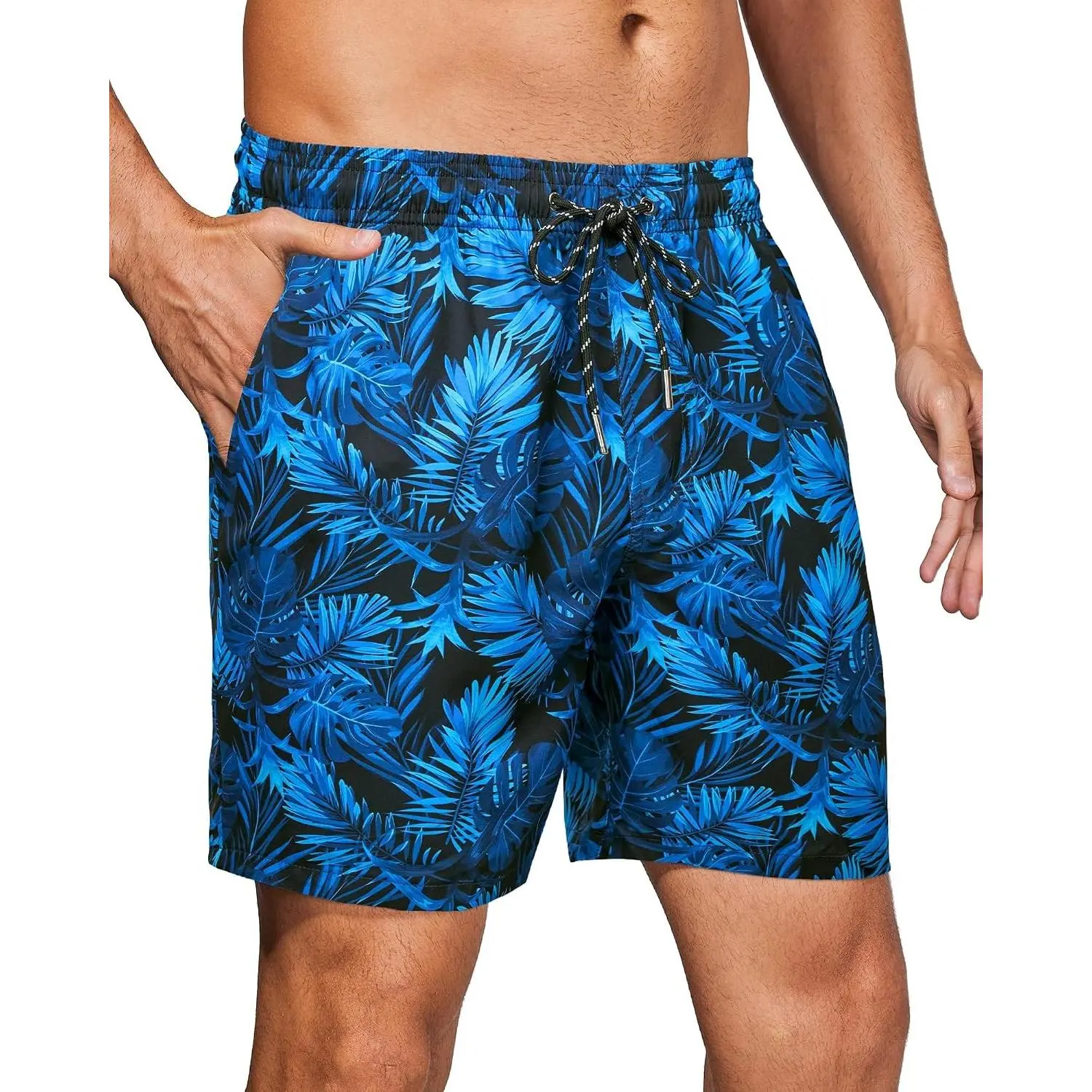 Mens Bathing Suit 7 Inch Inseam with Mesh Liner Mens Swim Trunks | Men's Swim Trunks Quick Dry No-Chafe 4-Way Stretch Drawstring Elastic Waistband Pockets Beach Swimming Pool Surf Fishing