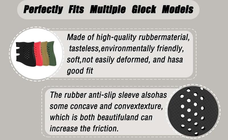 4Pack Glock Grip Pistol Holster Rubber Grip Glove Sleeve Anti-Slip for Glock 17, 19, 19x, 20, 21, 22, 23, 25, 31, 32, 34, 35, 37, 38, 41, 43x, 44, 45, 48 Pistols Accessories