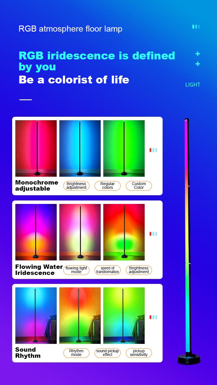 RGB LED Floor Lamp with Remote & App Control, USB Powered Smart Standing Lamp, Color Changing Ambient Light for Living Room Bedroom Home Decor