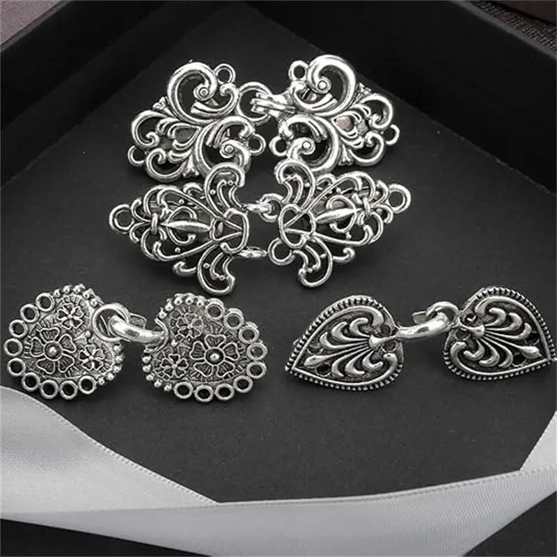Vintage Sweater Clips Set of 4, Elegant Zinc Alloy Cardigan Collar Brooches for Women, Shawl Clasps for Dresses and Jackets, Accessories For Women, Shawl Clips, 4 Different Styles, 4 Count