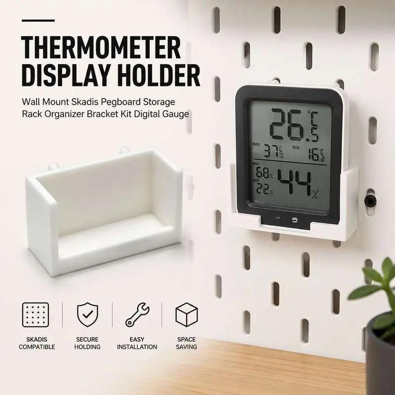 Thermometer Display Holder Wall Mount Skadis Pegboard Storage Rack Organizer Bracket Kit Digital Gauge