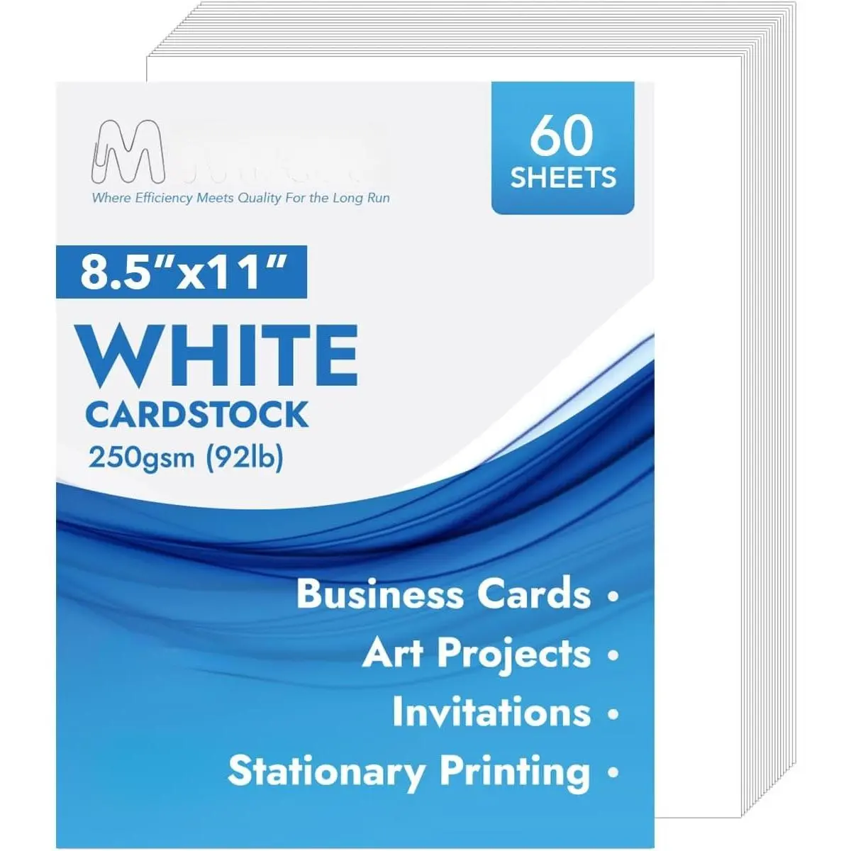 MOS Heavyweight White Cardstock Paper - 8.5x11 in, 60 Sheets, Printer Compatible for Crafting, Invitations, Business Users