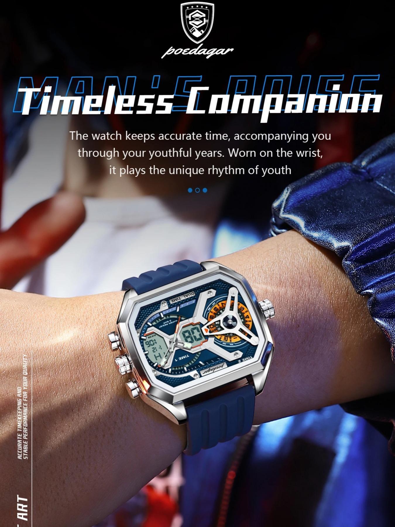 Men's Business Fashion Digital Quartz Watch, Casual Trendy Digital Watch with Luminous Dial, Fashionable Watch for Daily & Business Decoration, Luminous Analog Watch, Business Fashion Watches, Multifunctional Watch