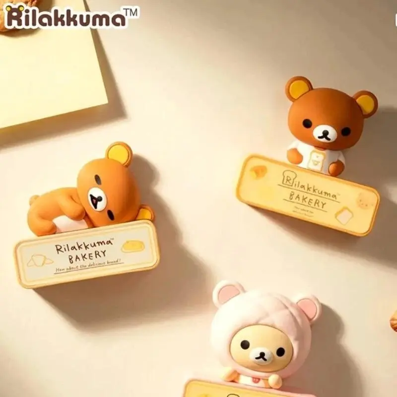 Rilakkuma Bread Series Night Light Fridge Magnet Blind Box Glowing Magnetic Decor Toy For Home Kitchen Anime  Collection Gift