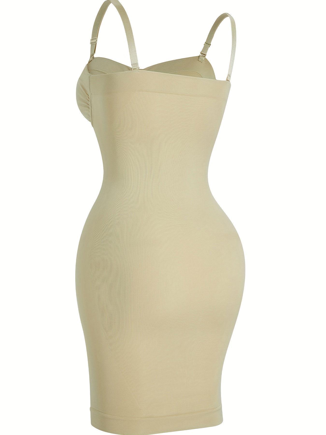 Women's  Basic Soft Solid Adjustable Strap Seamless Bodycon Shapewear Slip, Casual Plain Spaghetti Strap Tummy Control Dress Slip for Under Dress, Ladies Cami Body Shaper for Club Party, Underwear