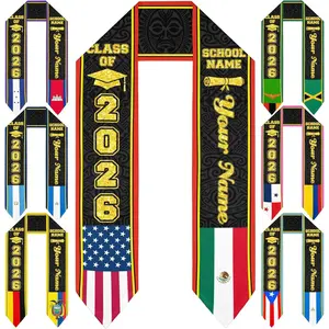 Custom Graduation Stoles Class of 2026 Congratulation Gifts, Country Flag Graduation Sash 2026 Graduation Stole GiftsGift.