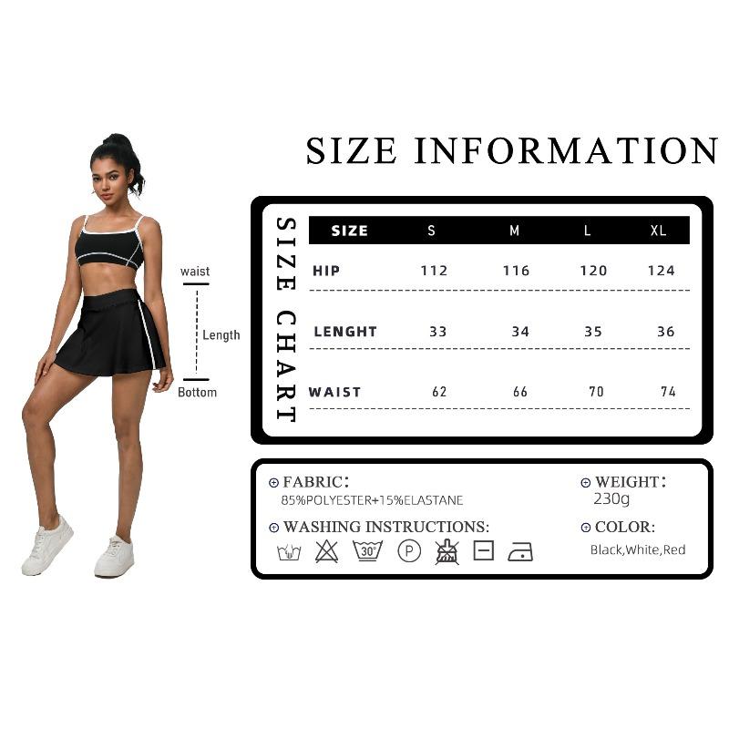 Fake two high-waisted running skirts, anti-light and quick-drying tennis skirts with pockets