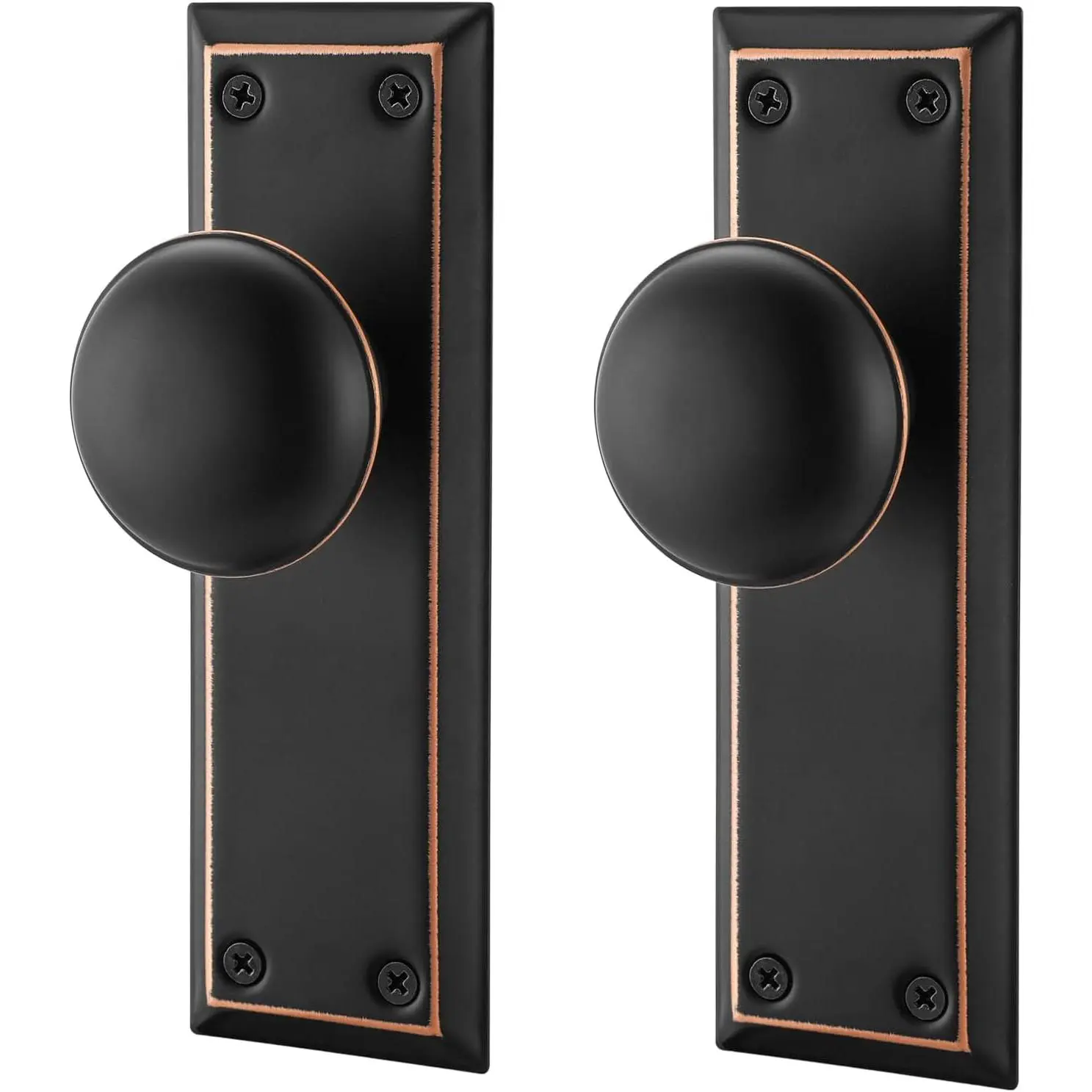 Dummy Door Knob Interior, Inactive Door Knobs for Closet, Antique Bifold Door Knobs , Single-Side Dummy Old Style Door Handle, Oil Rubbed Bronze, 2 Pack