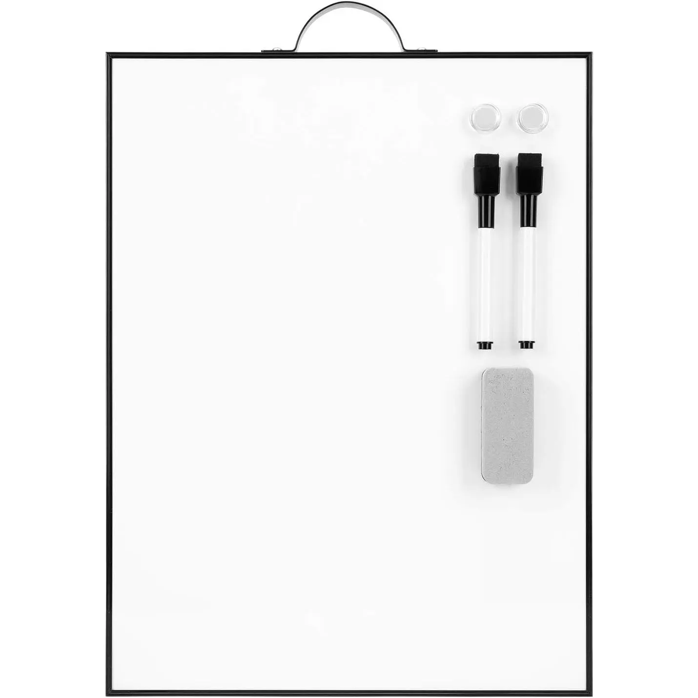 Small White Board - 16" X 12" Portable Black Aluminum Framed Whiteboard, Magnetic Dry Erase Board with a Handle, to Do List Notepad for Office, Home, School