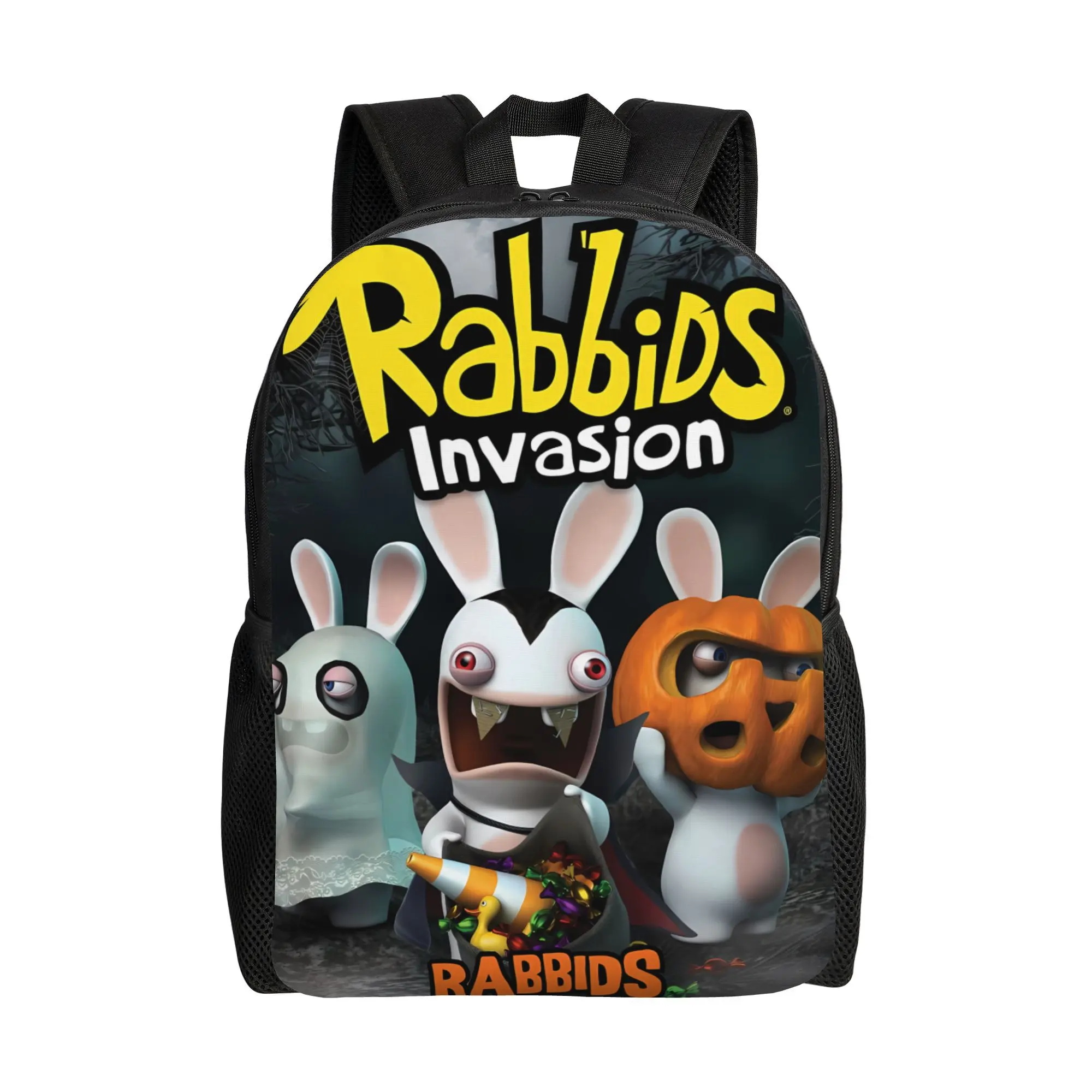 1pc Rabbids Invasion Themed Basic Backpack - Chic, High-Capacity, Single-Sided Cartoon Character Anime Design, Water Resistant, Machine Washable, Mesh Pocket, Casual for College Outfits