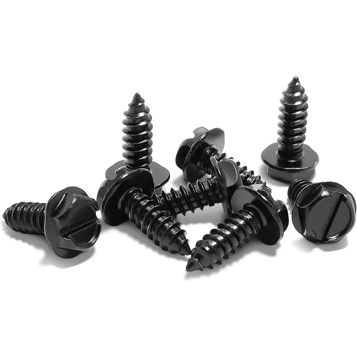 Stainless Steel Anti-Plate Screws M6 Mounting Kit (Set of 3, Black) - Hex Button Top, 20mm, Rust-Resistant, Tamper-Resistant Fasteners, Nuts & Caps Included, for Domestic Cars Front/Rear Plate Mounts