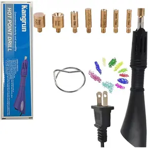 Hotfix Rhinestone Setter Applicator Hot Fix Wand Kit with 7 Different Sizes Tips for Crafts Shoes Clothes Fabric Clothing Black