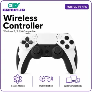 GAMINJA Five-Color Game Controller With Dual Motor Vibration, Six-Axis Gyroscope, Ergonomic Buttons, Speaker, for PS4/PS4 Slim/PS4 Pro/PS3/PC Multi-Platform Gift, Gamepad, Esports Controller, Premium Gaming Controllers