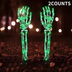Skeleton Hand Design LED Light, 2 Counts/set Waterproof LED Light, Decorative Light for Party, Ground Insert Light (Batteries Not Included)