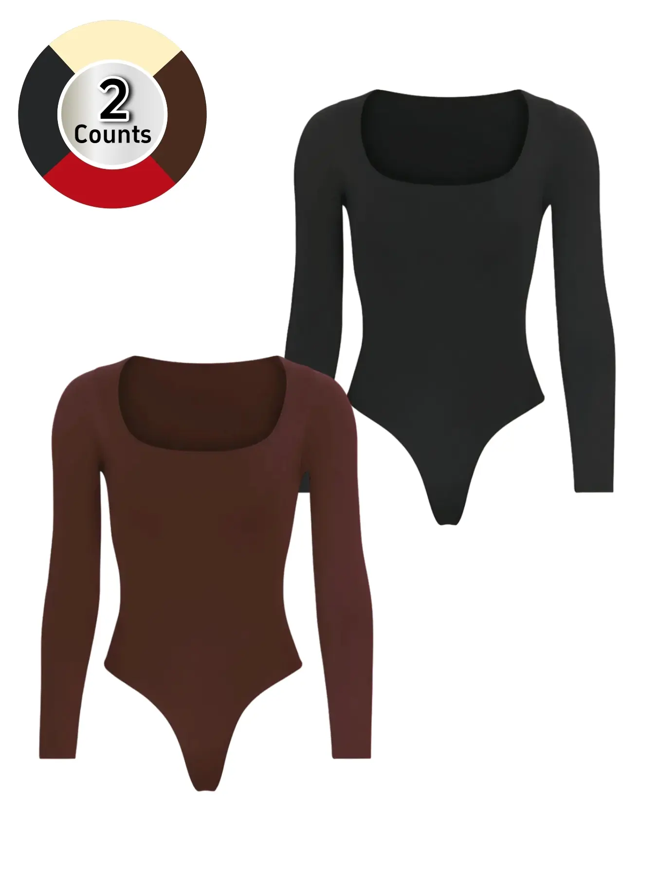 Women's Slimming Compression Bodysuit Set, Cream Fabric Shapewear Long Sleeve Thong Design, Elegant Comfortable Fit for Fall Winter Season