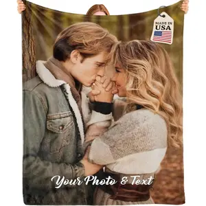 Custom Full Photo Throw Blanket, Personalized Couple Picture Flannel Blanket, Soft Cozy Warm Throw, Your Photo Here Design, Romantic Anniversary Gift for Him Her, Vintage Keepsake Cute Couch Bedroom Decor ﻿ holiday popular