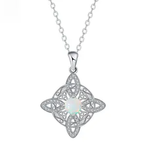 [NB] Celtic Knot Pendant Necklace for Women, Micro Pave Cubic Zirconia Inlaid Luxury Niche High-End Celtic Jewelry, Tarnish-Free Hypoallergenic Silver Plated Dainty Clavicle Chain, Ideal Everyday Wear & Birthday Anniversary Gift