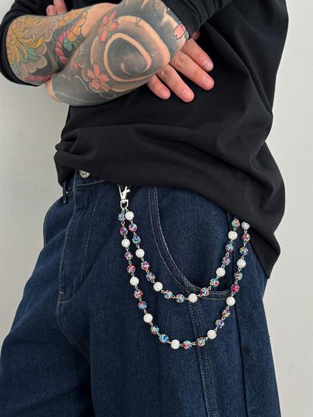 Stylish Multi-Layer Rhinestone Chain Waist Chain for Men, Unique Body Chain Accessory, Ideal for Pant Decoration