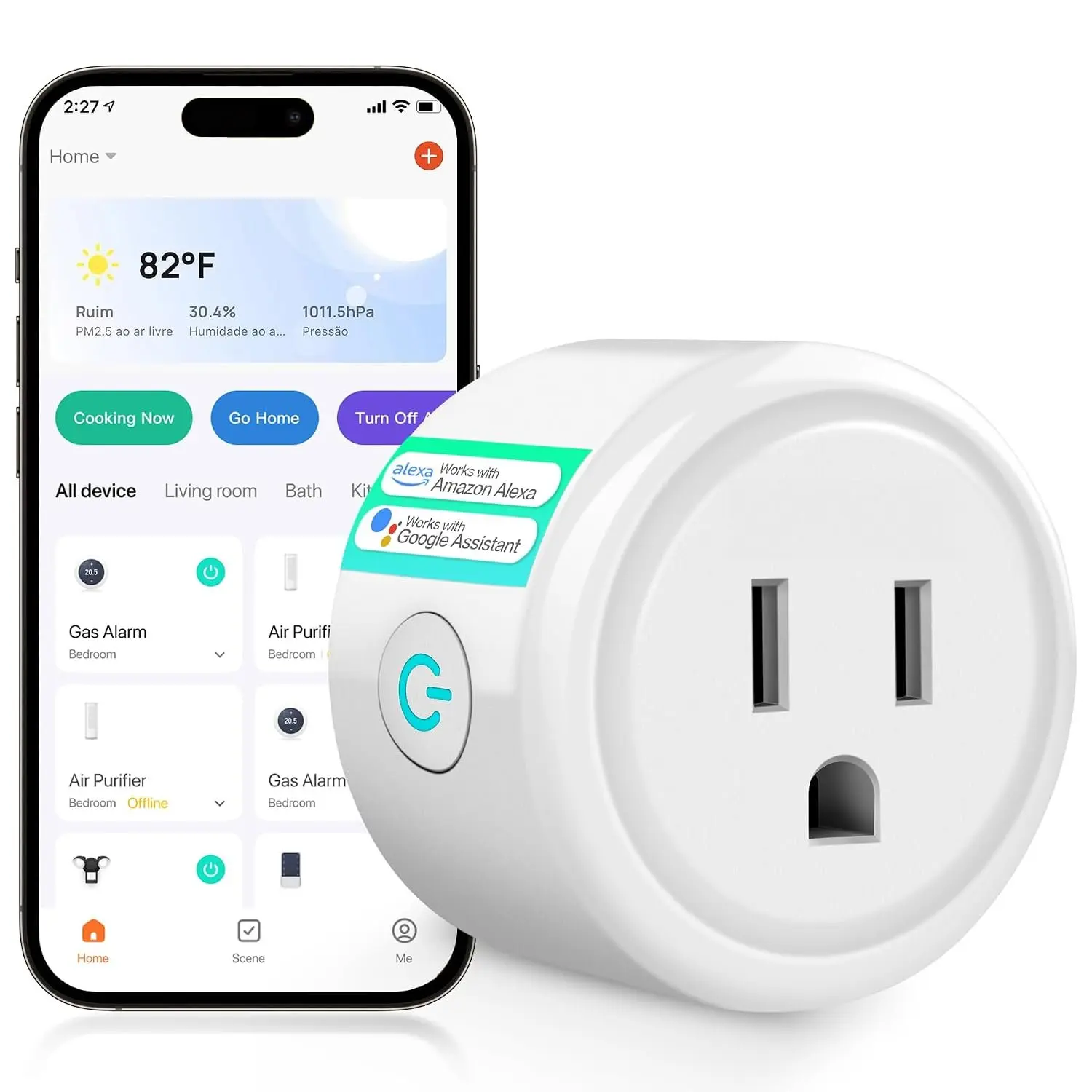 WiFi  Plugs, App Controlled Plug Compatible with Alexa and  ,  Outlet Plug with Timer & Schedule, 2.4GHz  Only  Socket Outlet FCC Listed for
