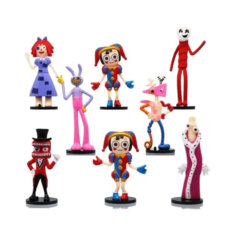 8Pcs The Amazing Digital Circus Action Figures Set, Cartoon Character Mini Figurines Toys, PVC Cake Toppers Desktop Decor Collectible Statue Gift for Kids & Fans