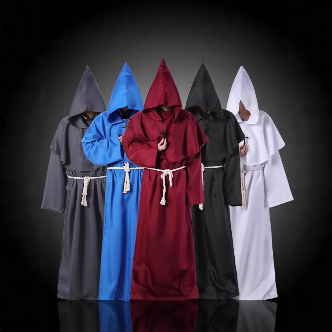 Medieval Monk Robe Nun Wizard Priest Outfit For Halloween Retro Style Cosplay Stage Performance Wear