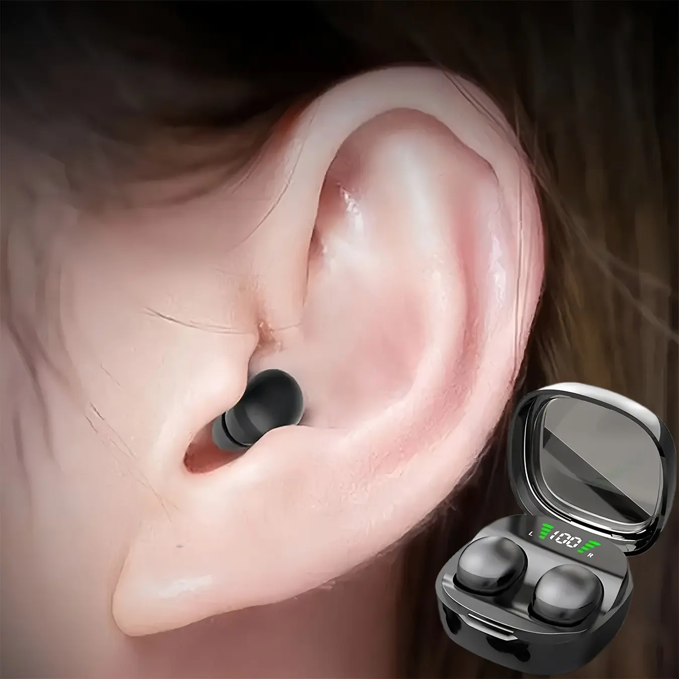 Phantom Mini True Wireless Earbuds, Ultra-Compact Design, Noise Cancelling, Long Battery Life, Ideal for Work, Class, Sleep, Sports, Travel