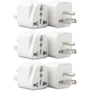 6 Pack European to  Plug Adapter, UK to  Plug Adapter, India to  Plug Adapter,  Plug Adapter for EU, UK, IN, AU, CN, IT, BR, CH-Type B, White