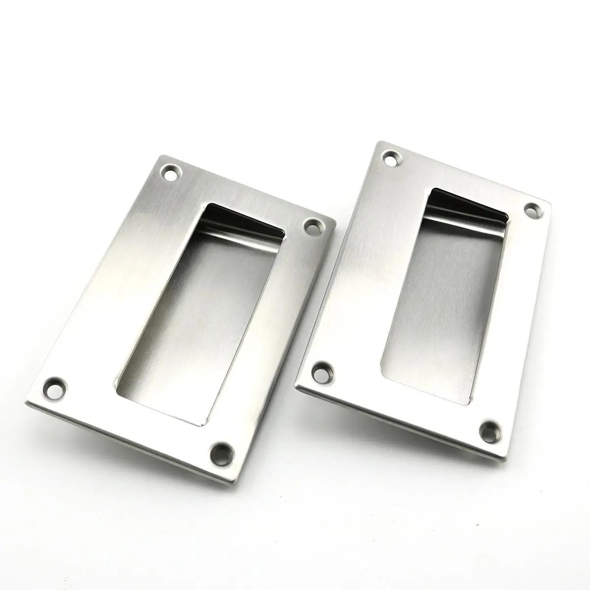 2-Pcs 304 stainless steel With 8 screws Concealed Recessed Pulls Handles, Brushed Nickel, Rectangular Hidden Flush Pulls for Drawers Cupboards Cabinet Closet Doors