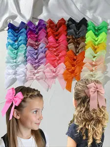60-Piece Cute Macaron Color Bow Hair Clips, Barrettes, Safe Non-Damaging Hair Accessories, Fun Multicolor Hair Decorations, Hair Clip Set