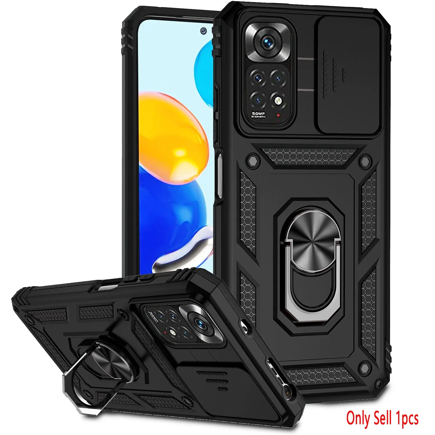 Case for Xiaomi Redmi Note 11 4g/11s Protective, 360° Rotating Ring, Dustproof & Shockproof, Lens Cover Included, Durable for Redmi Note 11 4g/11s Phone Case