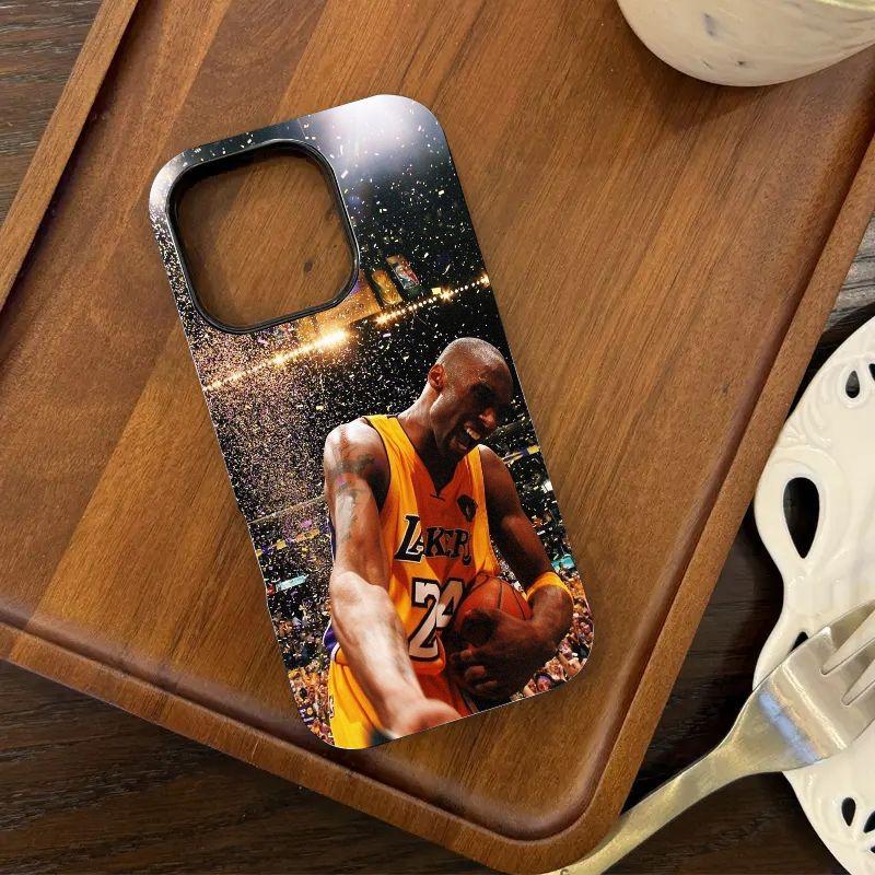 2-in-1 Film Phone Case featuring Basketball Icon Kobe — Compatible with iPhone 12, 13, 14, 15, 16, 17 Series. Glossy, Shockproof, and Non-Yellowing — An Ideal Gift Choice.