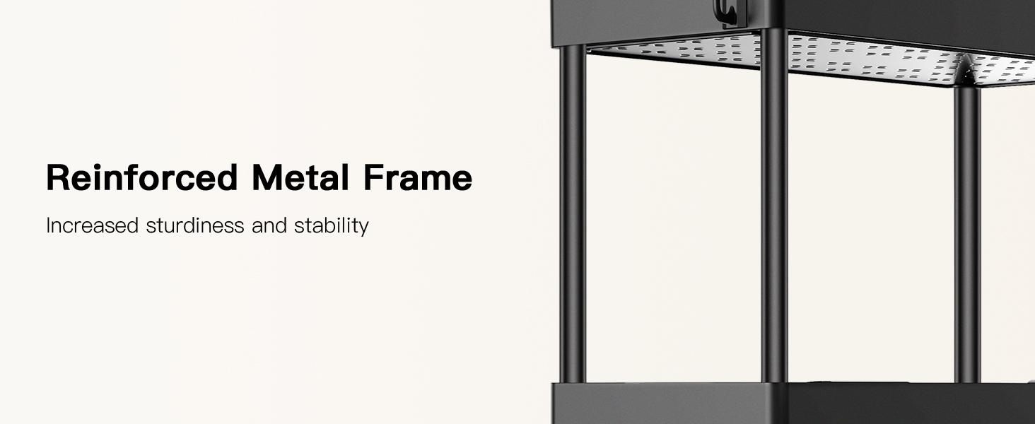 Slim Storage Cart with Wheels - 3 Tier Bathroom Organizers and Storage Cart - Rolling Carts for Bathroom, Kitchen, Narrow Space, Laundry Room,Black