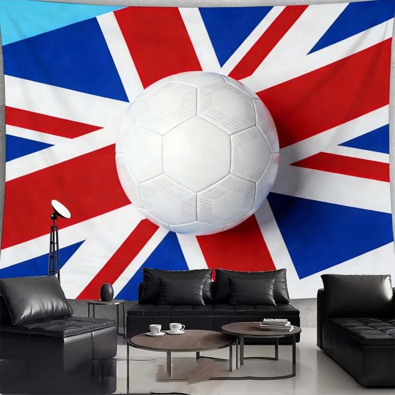 1 pc microfiber FIFA World Cup British Flag Soccer Ball Tapestry Wall Hanging Decoration for Living Room Bedroom Dining Room Outdoor and Holiday Decor Sport Theme Home Ornament Tapestry Background Cloth Hanging Cloth Wall Cloth Decorative Cloth