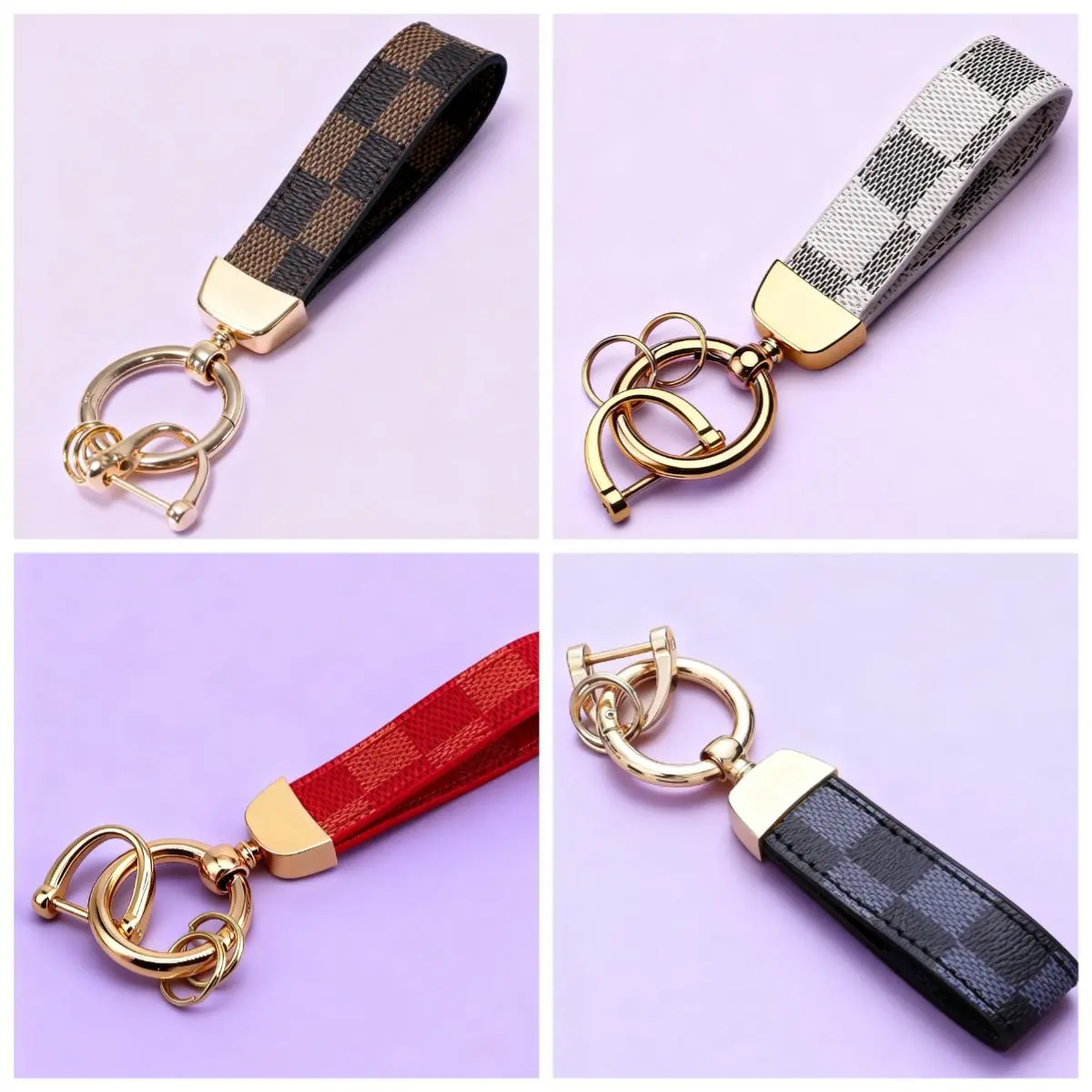 Unisex Leather Print Keychain Lanyard - 80x20mm Universal Horseshoe-Shape Metal Buckle Key Ring, Durable Leather Strap, Elegant Daily Car Accessory, LED Glowing Pumpkin Skull Party Gift for Women, Car Accessories