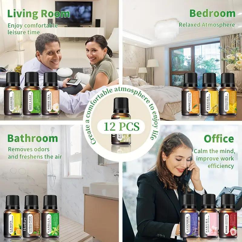 Essential Oil Blend for Home Care & Aromatherapy, Includes Peppermint Leaf, Tea, Lavender, Lemon, Jasmine, Perfect Therapeutic Gift Set