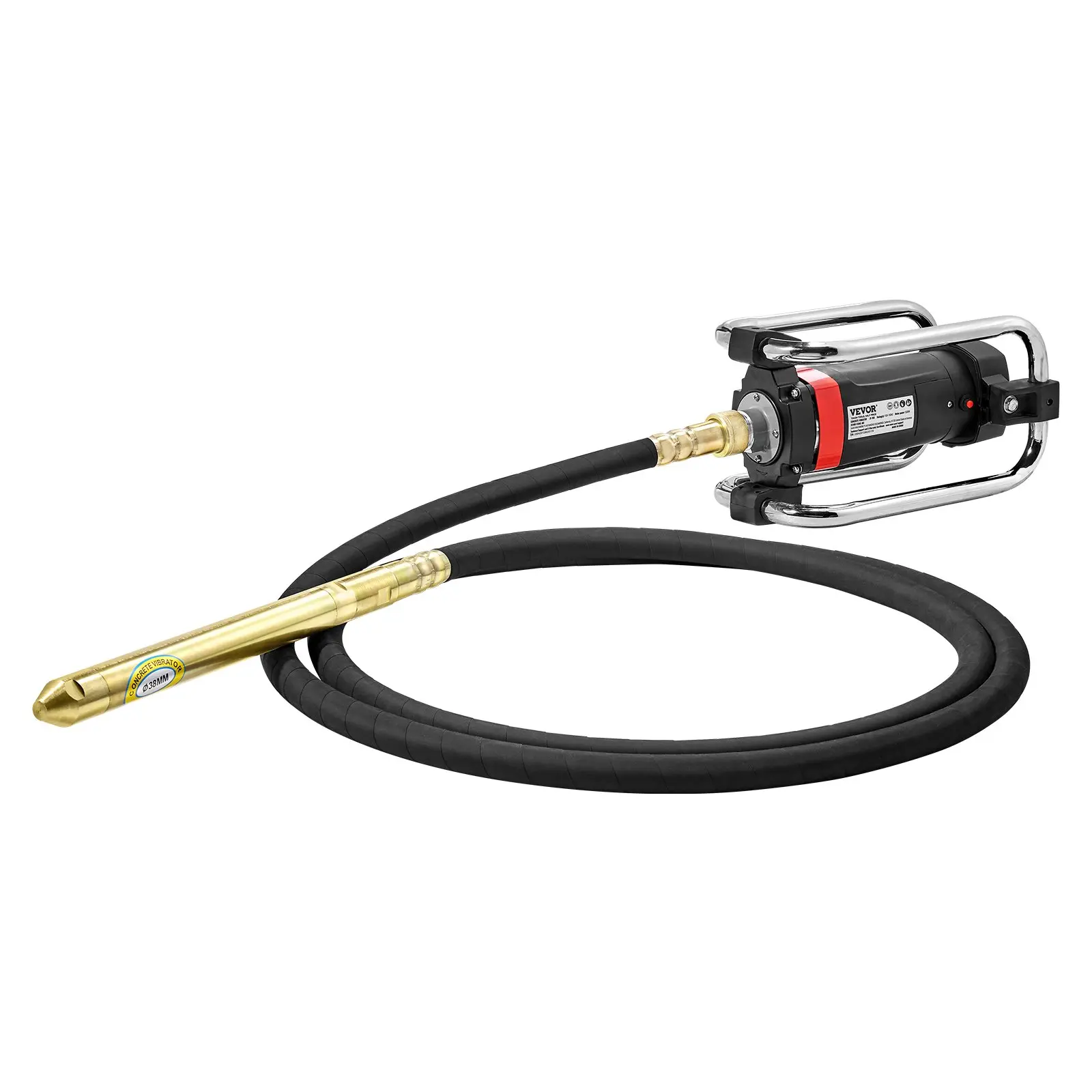 【DealsForYouDays】VEVOR Stainless Steel Lightweight Handheld Electric Concrete Vibrator, 1500W 2HP Copper Motor, 16000 VPM, 14.75ft/4.5m Pencil Shaft Cement Tool, 35.9 lbs, Durable for Foundations, Guardrail Air Bubble Removal & Leveling, Bridge