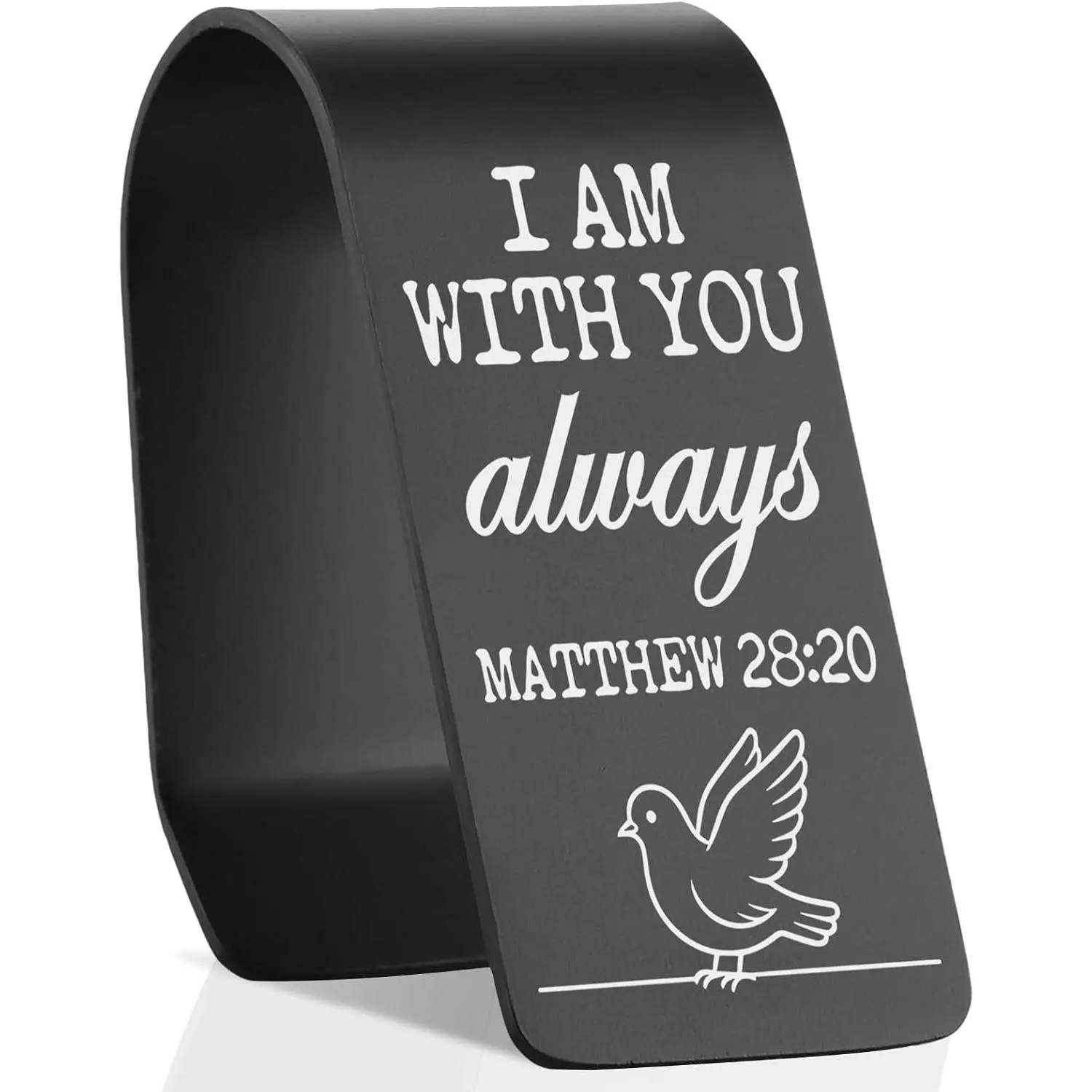 Stainless Steel  Visor Clip Engraved “I Am with You Always” Matthew 28:20, Christian Safe Driving Reminder  for Men Women, Faith Based Angel Visor Accessory for Driver YZY4
