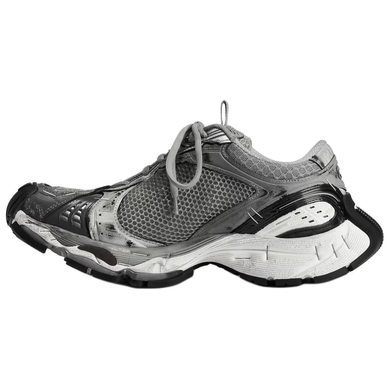 Balenciaga PU Stapler Casual Lace Trainer Footwear for Men - Gray Trending Shoes, House White Official Shoes with Verifiable Maison Mihara Credentials & Global Authentication Support