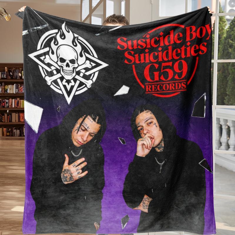 Soft Funny Throw Blanket:uicideboy G59 Classic Graffiti Fleece Blanket - $B Logo & Iconic Symbols Ultra Soft Plush Throw, Underground Hip Hop Merch, Dark Aesthetic Home Decor, Cozy Gift for $uicideboy$ Worshippers