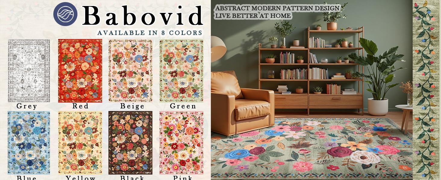 Pink Area Rug 4x6 Rug Washable Boho Rugs Non Slip Low Pile Floral Small Carpet for Bedroom, Bedside, Kids Room, Office, Dining Room(Light Pink, 4 x 6)