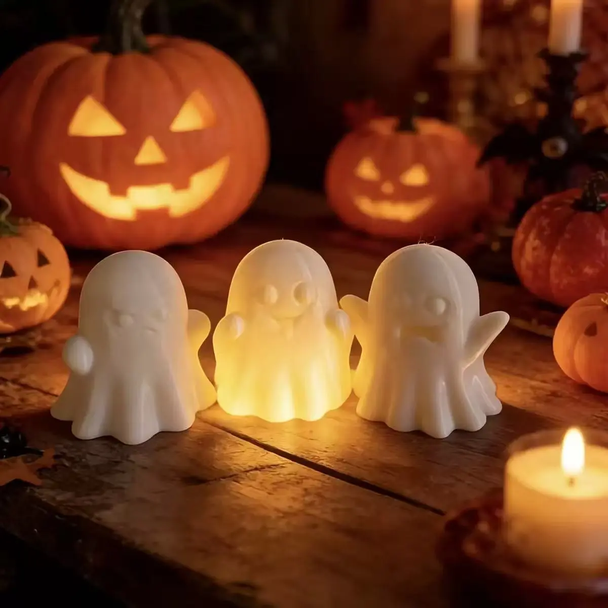 3 Piece Creative Spooky Ghost Ornaments, Mini Halloween Decorations, Festive Holiday Accessories, Unique Gift Idea for Occasions