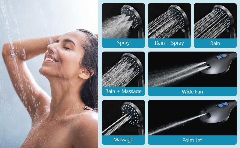 7-Mode High Pressure Shower Head & Handheld Combo – Removable Black, Cleans Tiles, Bathtubs & Pets Easily, Boosts Water Pressure, with Hose 7-Mode High Pressure Shower Head & Handheld Combo – Removable Black, Cleans Tiles, Bathtubs & Pets Easily, Boosts Water Pressure, with Hose
