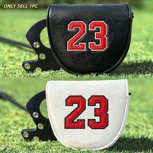 Number Pattern Design Mallet Putter Cover, Golf Club Head Cover, Resistant PU Case with Fluffy Lining, Protective Golf Equipment Accessory